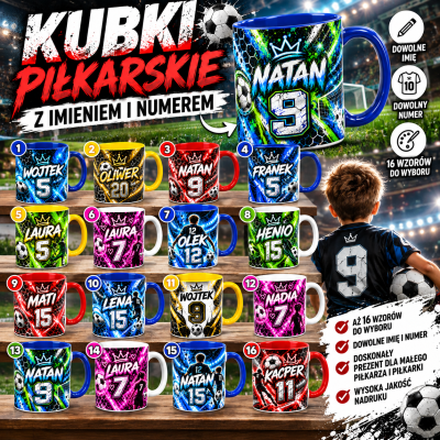 Kubek piłkarski z personalizacją , Imię i numer